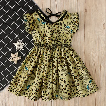 Dievčenské Letné Šaty Deti Šaty Strappy Leopard Šaty Pre Dievčatá, Detské Šaty