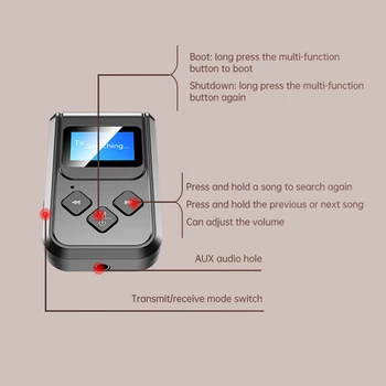 FFYY-Bluetooth 5.0 o Prijímač Vysielač s LCD Displej Mini 2IN1 3,5 mm Jack AUX, USB Bezdrôtový Adaptér pre Auto