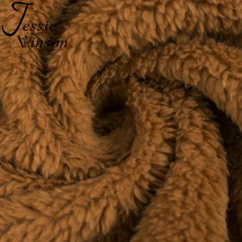 Jessie Vinson V Teple Fuzzy Fleece Bunda S Kapucňou Ženy Zimné Zips Šnúrkou Teddy Bunda, Kabát Žena Bežné Jeseň Outwear