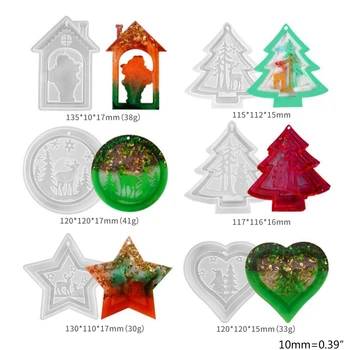 6Pcs/Set Crystal Epoxidové Živice Formy Vianočné Tému Uvedené Prívesok Dekorácie Odlievanie Silikónové Formy DIY Remesiel Šperky Robiť