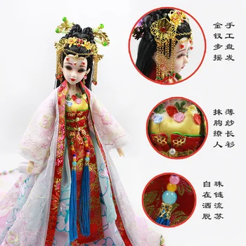 Šťastie dní bjd Východ Kúzlo Čínsky štýl, nádherné oblečenie dievča Číne stojan box 35 cm headdress spoločný orgán suvenír hračka darček