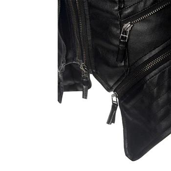 Ženy Black Fashion vrchné oblečenie Faux Kožené PU Bunda Gotický Coats 2021 Jar Motocykel v Pohode Outwear Mladé Dievča Výška Ulici