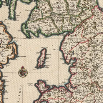 Vintage Mapy na Britských Ostrovoch Označené Anglicko Retro Stenu, Nálepky Plátno Tlačiť Maľovanie Cafe Bar Domova Klasický Vzor