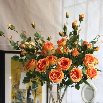 1 KS francúzsky romantický pestré hodvábne kvet veľký veľkosť poschodí umelé ruže kytice svadobné, kvetinové dekorácie
