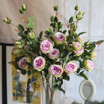 1 KS francúzsky romantický pestré hodvábne kvet veľký veľkosť poschodí umelé ruže kytice svadobné, kvetinové dekorácie