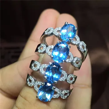 KJJEAXCMY jemné šperky 925 Sterling silver vykladané s blue topaz krúžok šperky s striebornej farbe.
