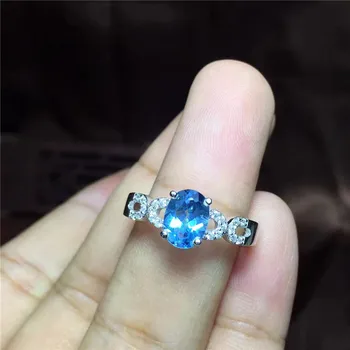 KJJEAXCMY jemné šperky 925 Sterling silver vykladané s blue topaz krúžok šperky s striebornej farbe.