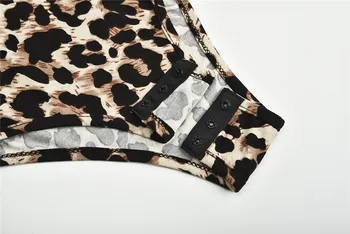 Tlač Had Leopard Kombinézach Ženy Jeseň Sexy Plavky S Uväzovaním Za Jeden Ramenný Bodycon Telo Top Dlhý Rukáv Remienky Strany Klubu Mujer M0297