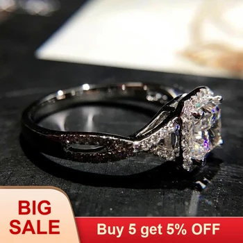Luxusné Ženy Dámy 7mm Kolo CZ Kamenný Kruh, Módne 925 Silver Prst Prsteň Sľub Zásnubné Prstene Pre Ženy