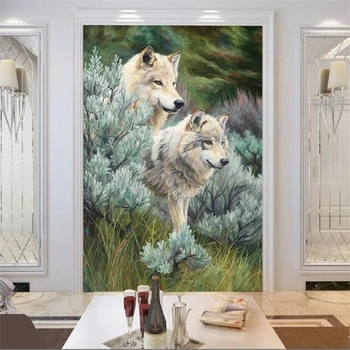Abstraktných de parede Vlastné nástenné 3d foto tapety jungle vlk maľovanie obývacej izby, spálne vstup prejsť tapety 3d papier peint