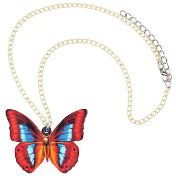 WEVENI Akryl Trendy Kvetinový Motýľ Hmyzu Náhrdelník Prívesok Reťazca Choker Golier Symetria Šperky Pre Ženy, Dievčatá, Veľkoobchod