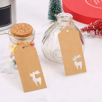 100/150PCS Kraft Papier Značky HOBBY Ručné Snowflake Elk Remesiel Zavesiť Tag Lano Štítky, Darčekové Nový Rok Balenie Dodávky Láskavosti 2020
