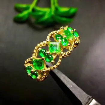 Emerald krúžok doprava Zadarmo Prírodné reálne emerald 925 sterling silver drahokam