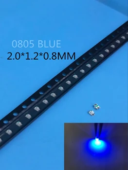 200PCS SMD 0805 Modrá Super Svetlé SMD LED Žiarovky Diódy 0805 LED 0805 diódy 460-465nm 80-120mcd 3.0-3.4 v light-emitting diode