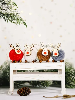 Nový Rok 2021 Roztomilý Cítil Drevené Elk Vianočný Stromček, Dekorácie, Závesné Prívesok Jeleň Plavidlá, Ozdoby, Vianočné Dekorácie pre Domov