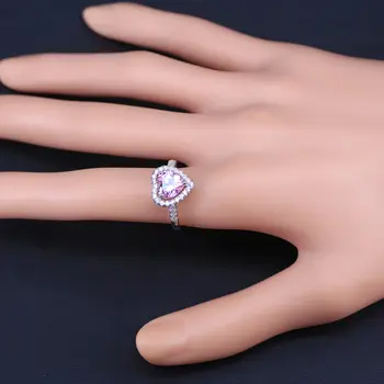 Srdce strieborná farba Srdce Kamenné Crystal White Cubic zirconia dámske Šperky Set Náramok Náhrdelník s Príveskom, Náušnice, Prstene, súpravy