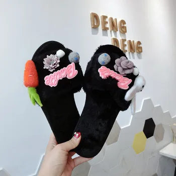 2020 dámske Topánky pre Ženy, Dámy Kožušiny Našuchorený Bavlnené Papuče Dom Flip Flops Topánky Sandále Krytý Sandalias Zimné Topánky, Teplé