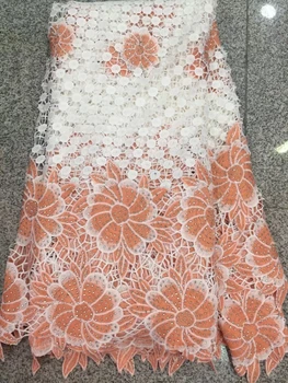 Vysoká kvalita nigérijský svadobné afriky čipky tkaniny Dvojité farba najobľúbenejšie guipure kábel čipky textílie pre svadobné šaty LYY901A