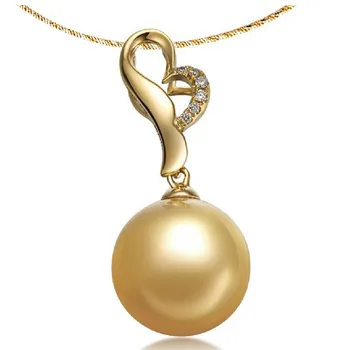 Srdce Šperky GVBORI 18K Žlté Zlato Prírodné Southsea Gold Pearl Diamantový Prívesok Pre Ženy Svadobný Deň Žien Darček