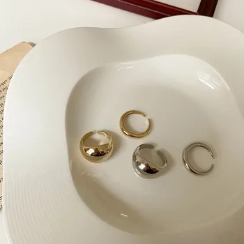 AOMU 1PC 2020 Kórea Módne Kovové Tvar Polmesiaca Otvoriť Prstene pre Ženy Vintage Zlato Strieborná Farba Široký Prstene, Šperky
