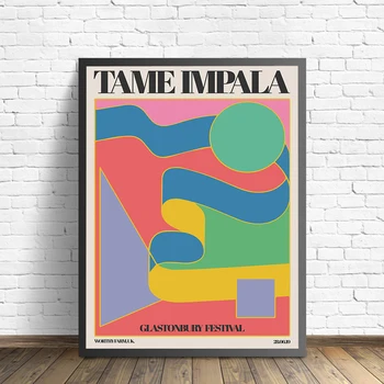 Tame Impala Na Glastonbury Koncert Plagát Vintage Farebné Plátno na Maľovanie Retro Stenu Decor Obrázky pre Estetické Izba Dekor
