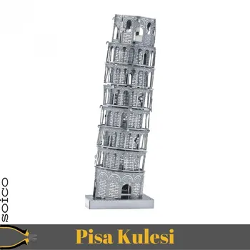 Soico 3D Model Kovový Model Súpravy Taliansko Pisa Tower Striebro