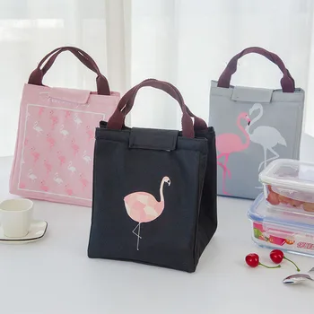 Prenosné Tepelné Obed Tašky Oxford Skladovanie Tote Flamingo Vzor Ženy Dodávky Vodotesné Bavlna Štýl Veľké Potraviny Pikniková Taška
