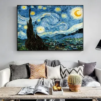 Slávne Klasické Nástenné Art Print Dekoratívny Obraz, Moderný Obývacia Izba Dekor Van Gogha, Hviezdna Noc Abstraktné Krajiny Plátno Plagát