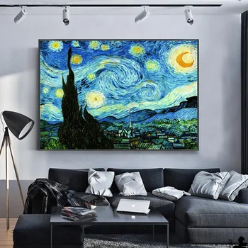 Slávne Klasické Nástenné Art Print Dekoratívny Obraz, Moderný Obývacia Izba Dekor Van Gogha, Hviezdna Noc Abstraktné Krajiny Plátno Plagát