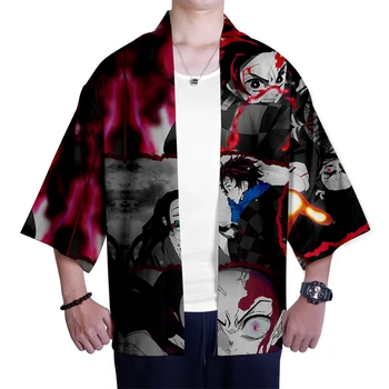 Populárne ghost čepeľ 3D kimono módne Japonské kimono bežné sedem-bod rukáv cardigan lete pohodlné fialová Démon Vrah