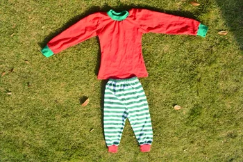 Najnovšie horúce predaj kvalitné červené oblečenie oblečenie zápas zelená prehrabať biela bodka nohavice dievča detské pyžamo