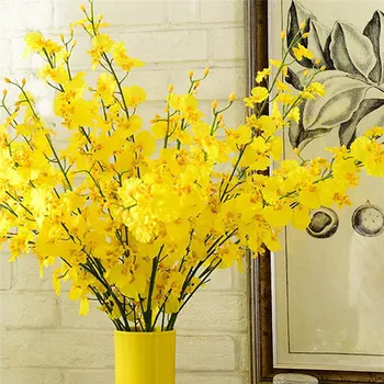 98CM Očarujúce Umelé Kvety Žlté Orchidea Hodváb DIY Strana Domov Svadobné Dekorácie Falošné, Kvetmi, Rastlinami, Veľkoobchod 30JA23
