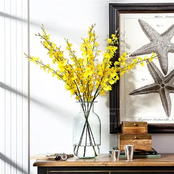 98CM Očarujúce Umelé Kvety Žlté Orchidea Hodváb DIY Strana Domov Svadobné Dekorácie Falošné, Kvetmi, Rastlinami, Veľkoobchod 30JA23