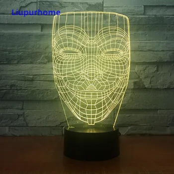 VforVendetta Led stolná lampa kreatívny darček diaľkové ovládanie touch 3d nočné svetlo Evey V USB LED farebné 3D Osvetlenie Lampa