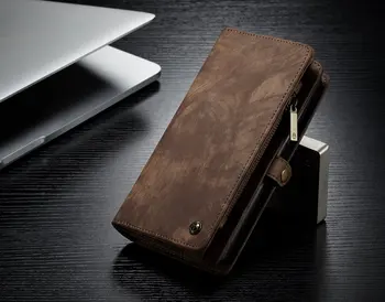 14 Sloty Zips Peňaženka s Odnímateľný Zadný Kryt Kožené puzdro pre Samsung Galaxy Note 8 9 10 Plus Ručné Šitie Kabelku