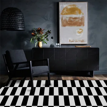Módne čierno-biela Crystal velvet vytlačené koberce Pre obývacia izba/Spálňa/štúdie Dekor koberec Geometrický vzor Podlahové Rohože