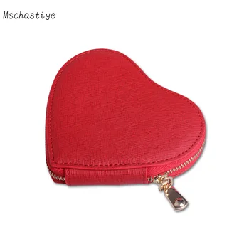 Skutočné Lethaer Nové peňaženky carteira feminina Ženy bežné krátke peňaženky ružová/modrá/červená/šedá tvare srdca Mini Krava Kožené peňaženky