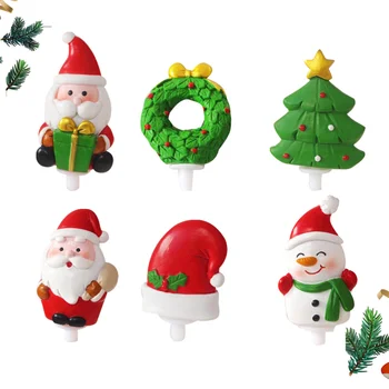 6pcs Vianočné Tematikou Tortu Ozdoby Cupcake Mulčovače Tortu Vložiť Tortu Vyberá Vianočný Večierok Zdvorilosti (Santa Darček + Santa Darček Taška