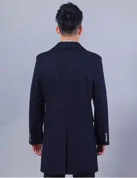 Single-breasted bežné vlnené kabát mužov výkopu coats dlhé rukávy mens kabát cashmere kabát casaco masculino anglicko čierna, 3XL