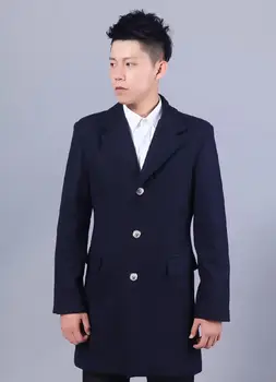Single-breasted bežné vlnené kabát mužov výkopu coats dlhé rukávy mens kabát cashmere kabát casaco masculino anglicko čierna, 3XL