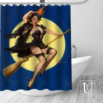 Veľký výpredaj Nový Vlastný pin up girl Moderný Sprchový Záves s Háčikmi kúpeľňa Nepremokavé Polyesterové Tkaniny