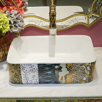 Kúpeľňa Lavabo Keramické Počítadlo Top Umývadlo Šatňa Ručne Maľované Nádoby Umývadlo, kúpeľňa umývadlo obdĺžnikové starožitné umývadlo