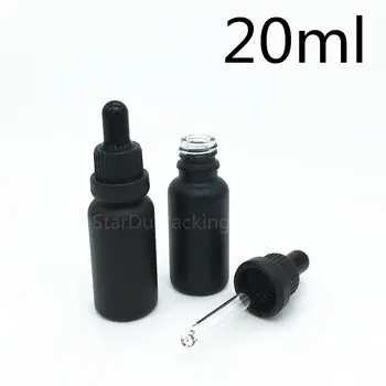 200pcs/veľa 20ml čierne matné sklo esenciálny olej, fľaša s tamper zrejmé, krúžok kvapkadla 20cc sklo parfum fľašu