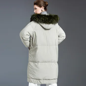 2020 Nový Vintage Kapucňou Mýval Kožušinový Kabát Dlhé Biele Kačacie Nadol Oblečenie Puffer Bunda Žena Zimný Kabát Ženy Oblečenie AZZ3