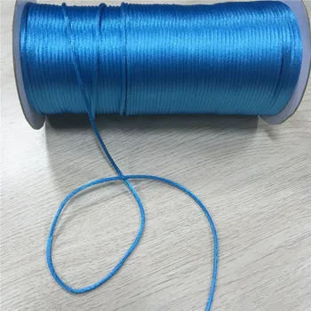 2 mm 20m Modrá Rattail Satin Kábel Čínsky Uzol Pletená String Šperky Zistenia Lištovanie Lano R365