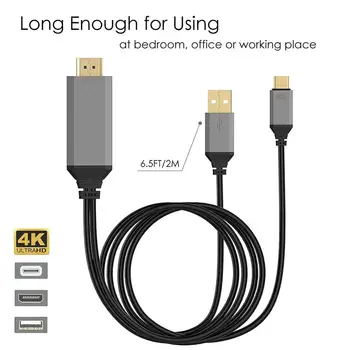 USB C do Kábel HDMI Male Typ C pre Adaptér HDMI 4K 2 M High-definition Video Adaptér, Kábel Pre Macbook Typ C Telefóny