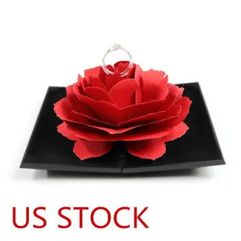 Nové Kreatívne 3D Pop-Up Rose Krúžok Box Svadobné Šperky, Zásnubné Skladovanie Držiteľa Prípade Bump