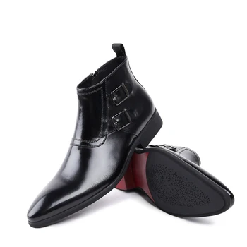 Módne talianske Originálne Kožené pánske Členkové Topánky Ukázal Prst High-Top Ručné Kovboj Formálne Šaty Topánky Pre Človeka YMX285