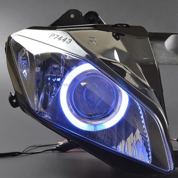 Motocykel Svetlometu Montáž Na Yamaha YZF R6 08-15 HID Projektor Konverzie LED Blue Angel Eyes DRL Vysoká Nízka Lúča Svetlometov