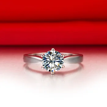 Test Pozitívny Lab Pestuje Krúžok 1CT Moissanite Diamantový Prsteň 18K Solitaire Zapojenie Výročie Šperky 18K Biele Zlato Krúžok Žien